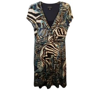 R & M womens blue, brown & offwhite dress aize 12